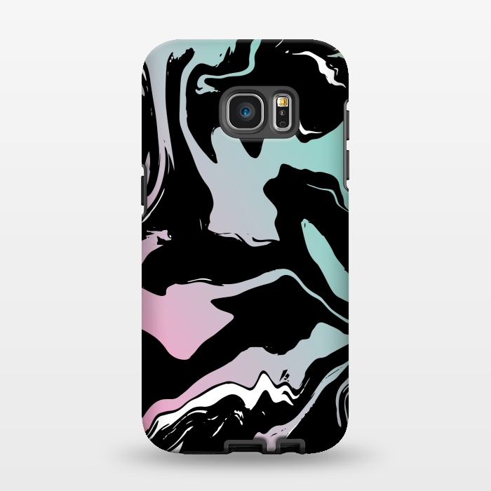 Galaxy S7 EDGE StrongFit BLUE PINK MARBLE PRINT 3 by MALLIKA