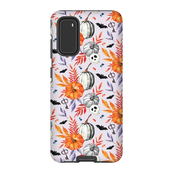 Galaxy S20 StrongFit PUMPKIN SKULL PRINT by MALLIKA