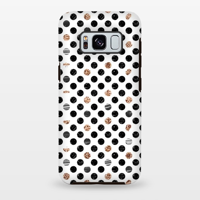 Galaxy S8 plus StrongFit Ink and gold glitter polka dots by Oana 