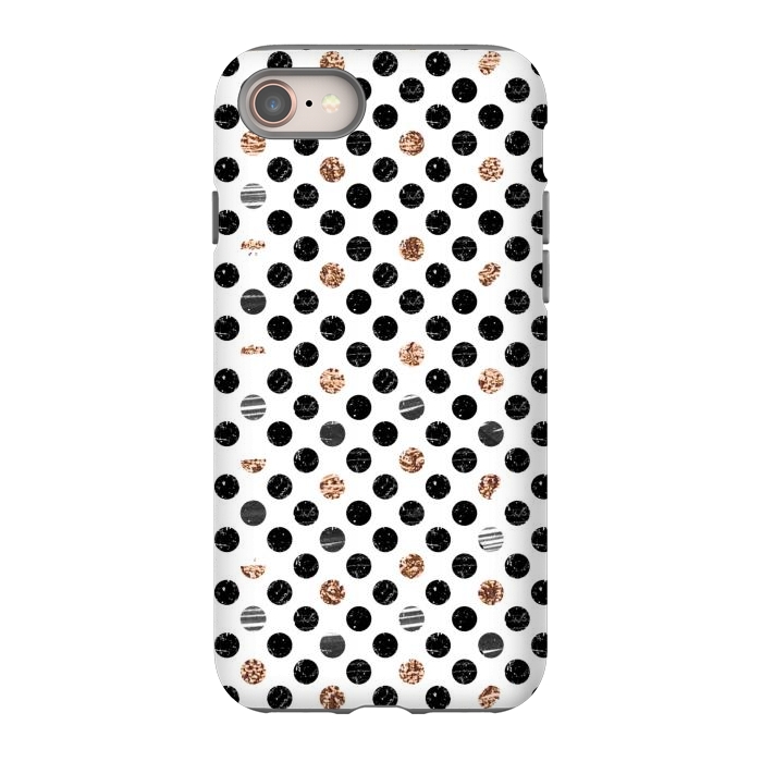 iPhone 8 StrongFit Ink and gold glitter polka dots by Oana 
