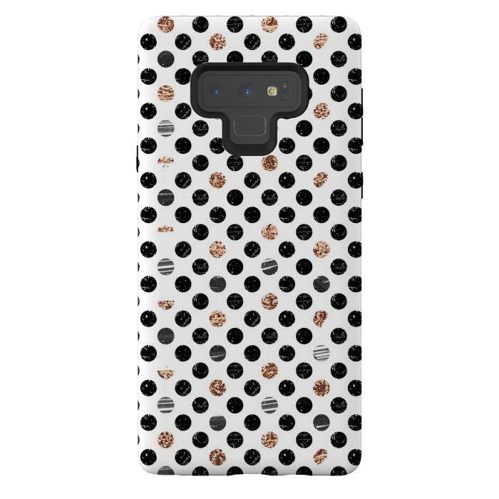 Galaxy Note 9 StrongFit Ink and gold glitter polka dots by Oana 