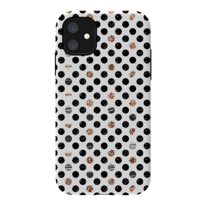 iPhone 11 StrongFit Ink and gold glitter polka dots by Oana 