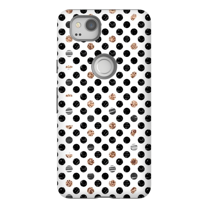 Pixel 2 StrongFit Ink and gold glitter polka dots by Oana 