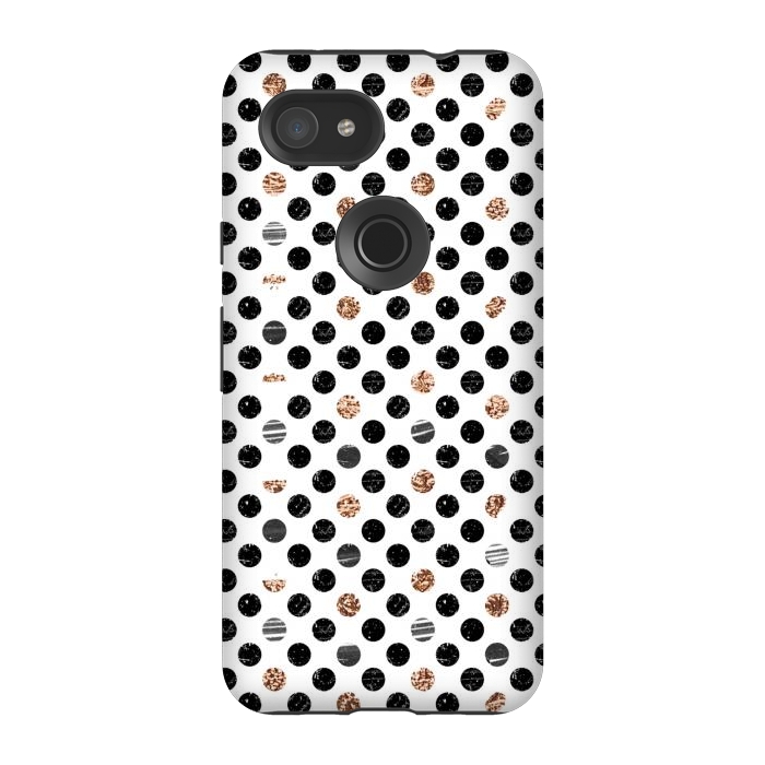 Pixel 3A StrongFit Ink and gold glitter polka dots by Oana 