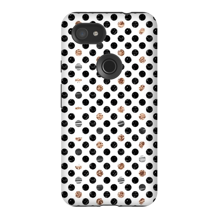 Pixel 3AXL StrongFit Ink and gold glitter polka dots by Oana 