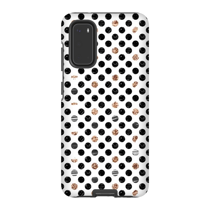 Galaxy S20 StrongFit Ink and gold glitter polka dots by Oana 