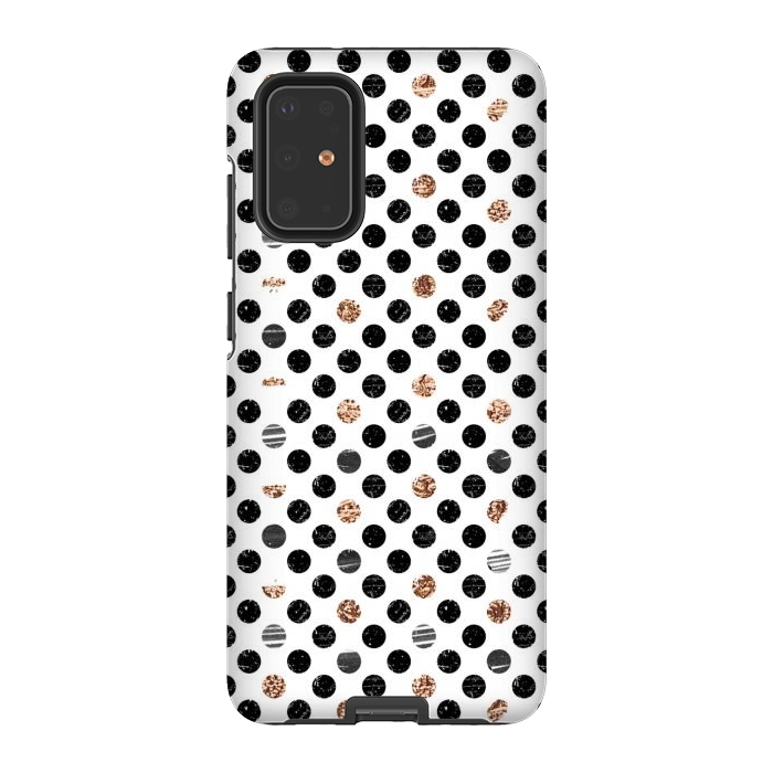 Galaxy S20 Plus StrongFit Ink and gold glitter polka dots by Oana 