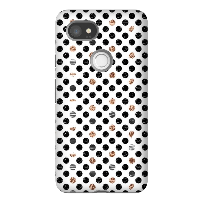 Pixel 2XL StrongFit Ink and gold glitter polka dots by Oana 