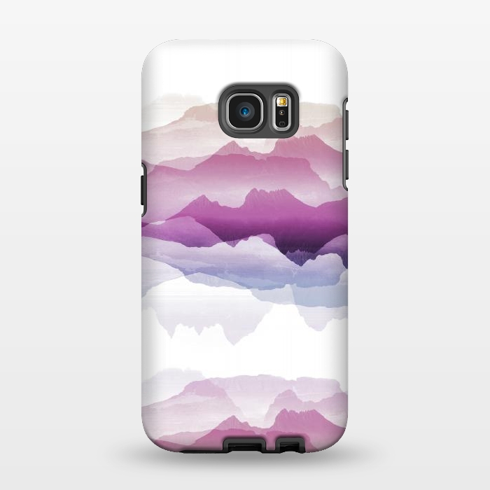 Galaxy S7 EDGE StrongFit Pink blue gradient mountain landscape by Oana 