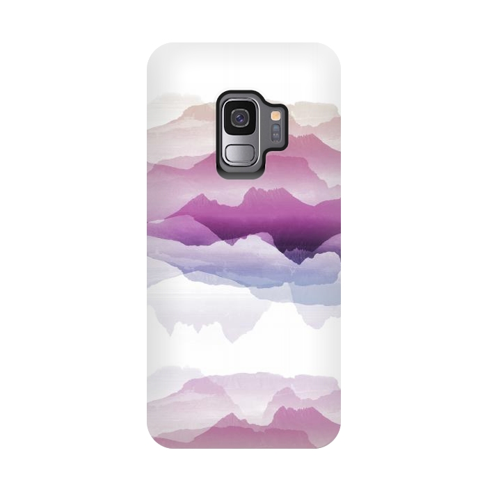 Galaxy S9 StrongFit Pink blue gradient mountain landscape by Oana 