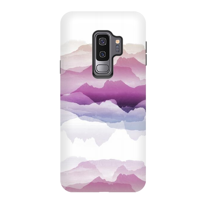 Galaxy S9 plus StrongFit Pink blue gradient mountain landscape by Oana 