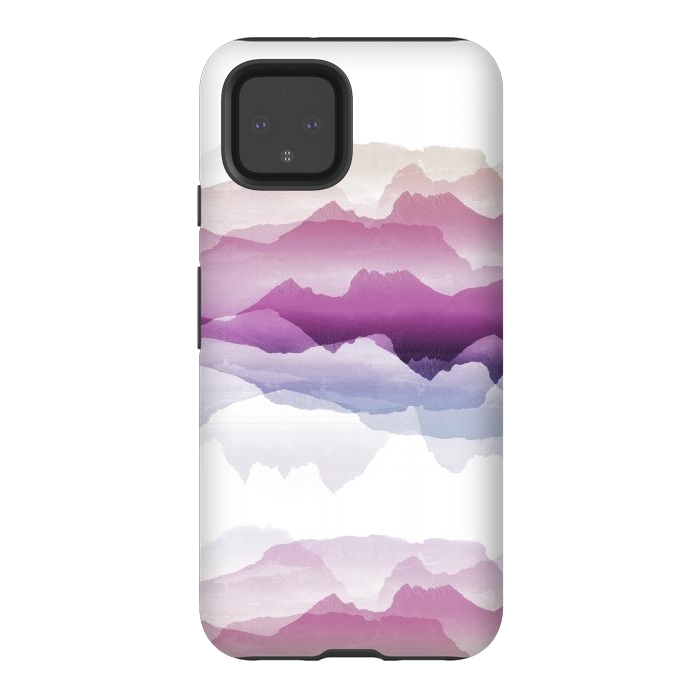 Pixel 4 StrongFit Pink blue gradient mountain landscape by Oana 