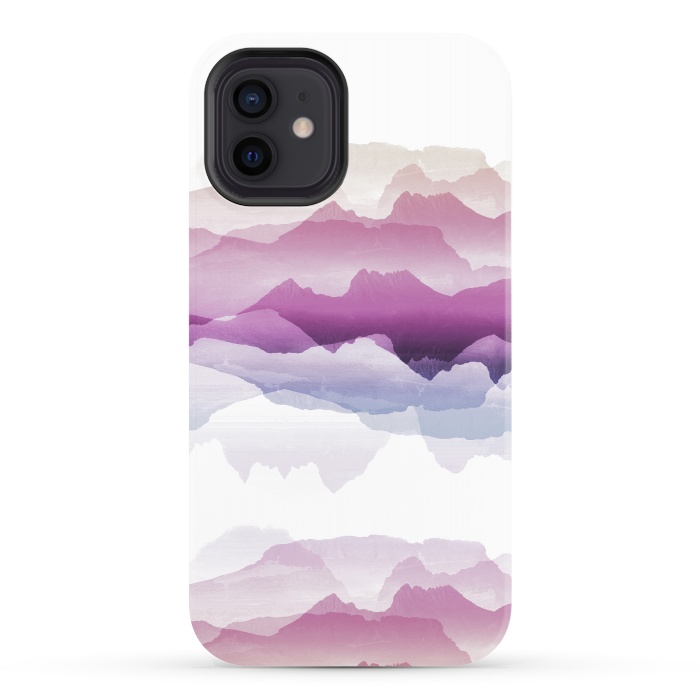 iPhone 12 StrongFit Pink blue gradient mountain landscape by Oana 