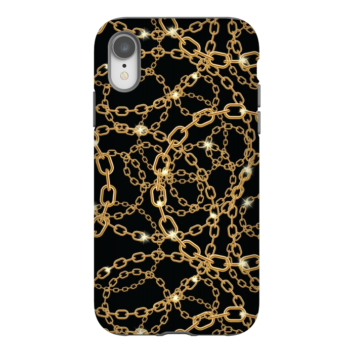 iPhone Xr StrongFit GOLDEN BLACK CHAIN PATTERN by MALLIKA