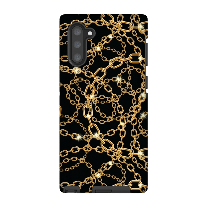 Galaxy Note 10 StrongFit GOLDEN BLACK CHAIN PATTERN by MALLIKA