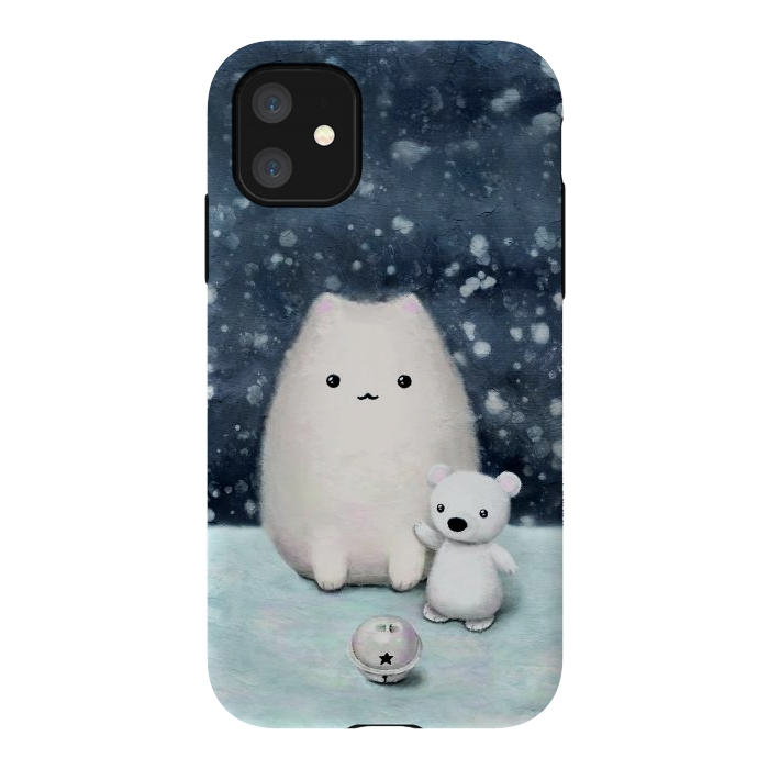 iPhone 11 StrongFit Winter cat by Laura Nagel