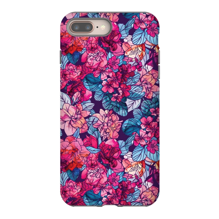 iPhone 7 plus StrongFit pink floral pattern 6 by MALLIKA