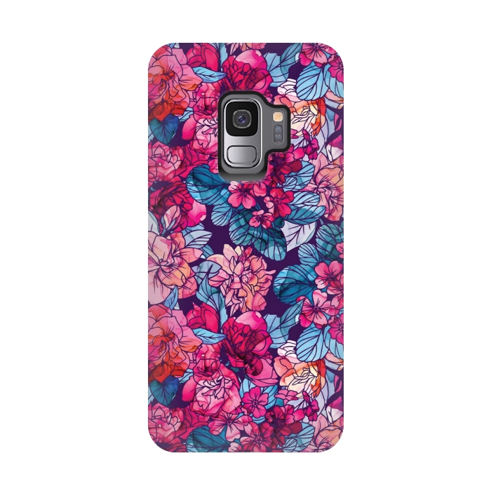 Galaxy S9 StrongFit pink floral pattern 6 by MALLIKA