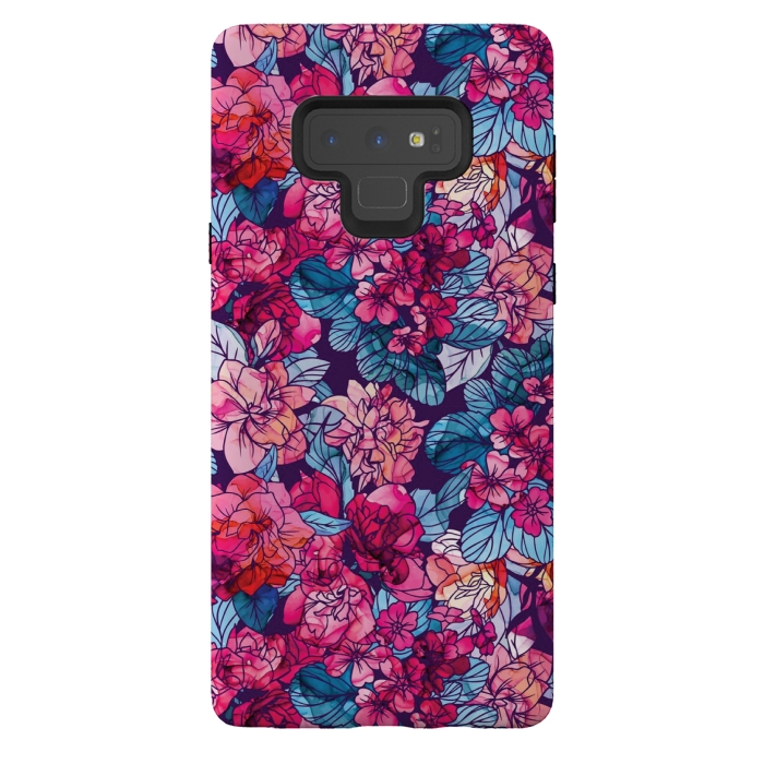 Galaxy Note 9 StrongFit pink floral pattern 6 by MALLIKA