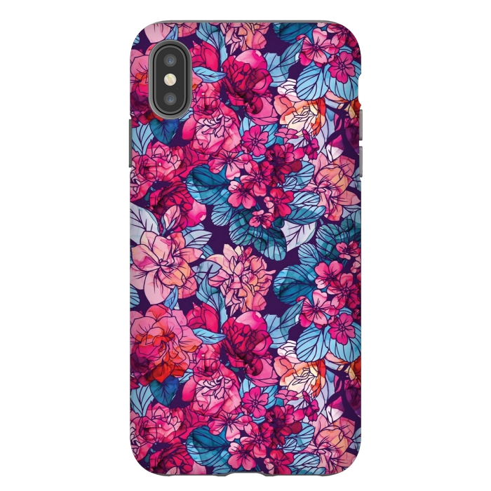 iPhone Xs Max StrongFit pink floral pattern 6 by MALLIKA