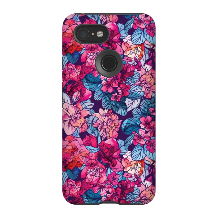 Pixel 3 StrongFit pink floral pattern 6 by MALLIKA
