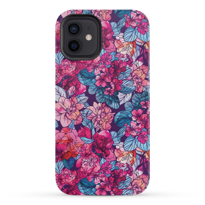 iPhone 12 mini StrongFit pink floral pattern 6 by MALLIKA