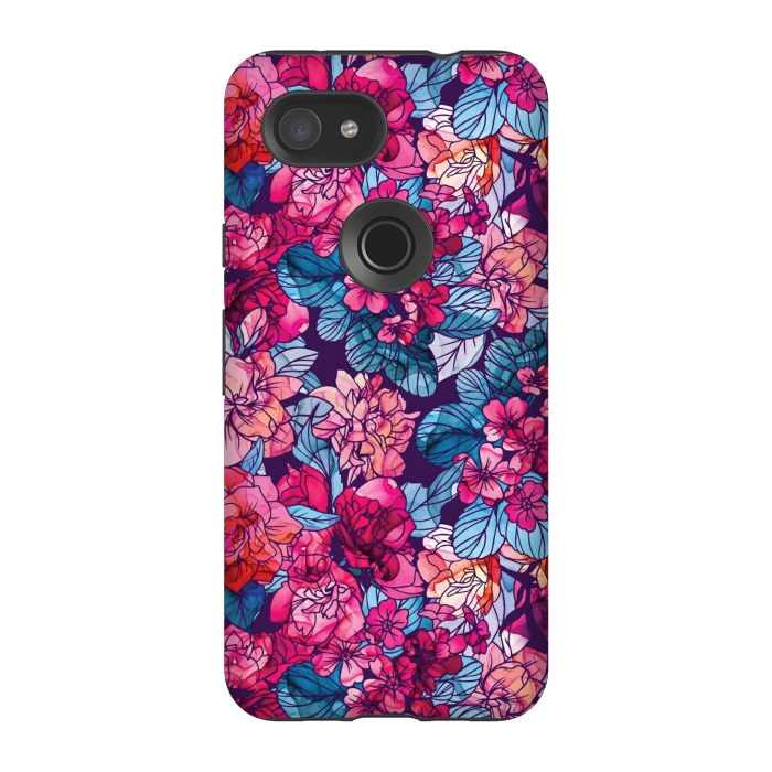 Pixel 3A StrongFit pink floral pattern 6 by MALLIKA