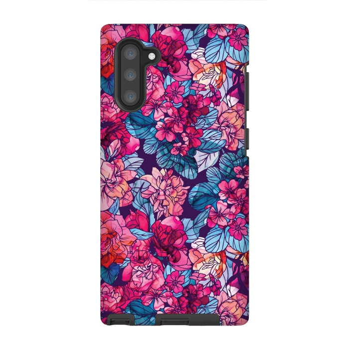 Galaxy Note 10 StrongFit pink floral pattern 6 by MALLIKA