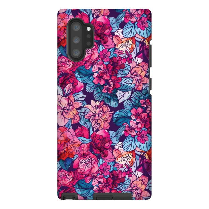 Galaxy Note 10 plus StrongFit pink floral pattern 6 by MALLIKA