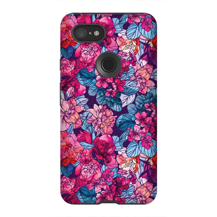 Pixel 3XL StrongFit pink floral pattern 6 by MALLIKA
