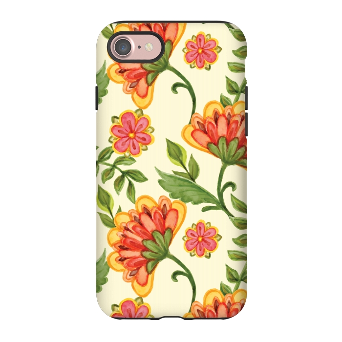 iPhone 7 StrongFit red yellow green floral pattern by MALLIKA