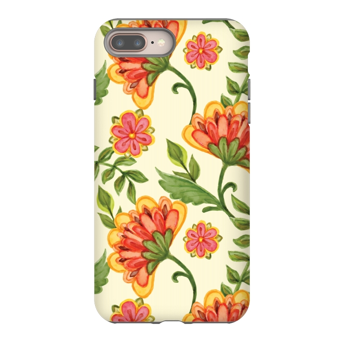 iPhone 7 plus StrongFit red yellow green floral pattern by MALLIKA