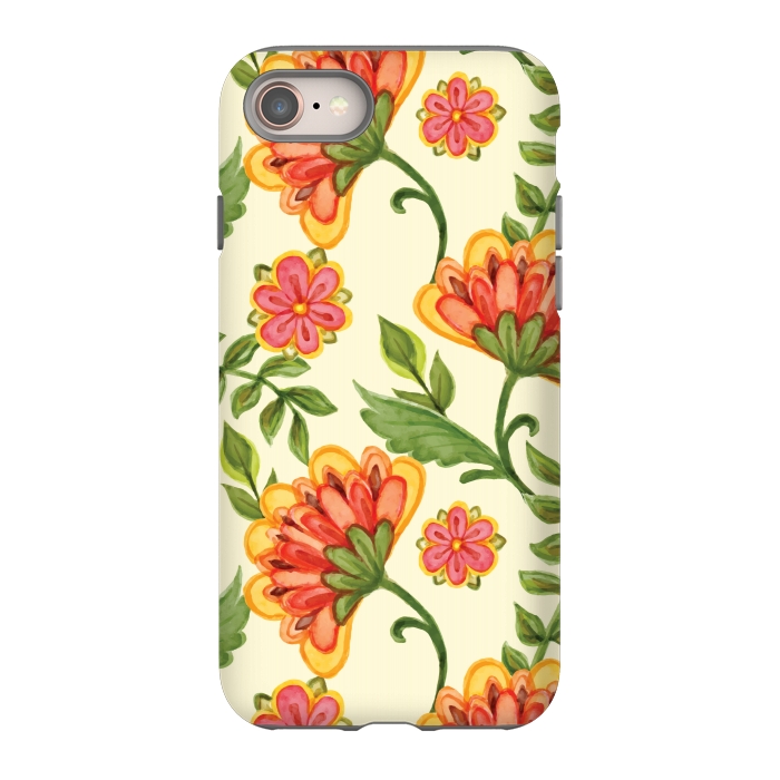 iPhone 8 StrongFit red yellow green floral pattern by MALLIKA