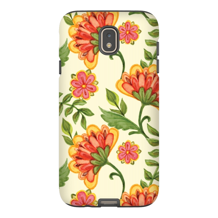 Galaxy J7 StrongFit red yellow green floral pattern by MALLIKA