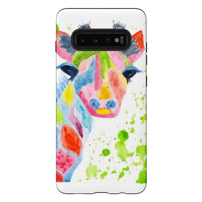 Galaxy S10 plus StrongFit Giraffe watercolor  by ArtKingdom7