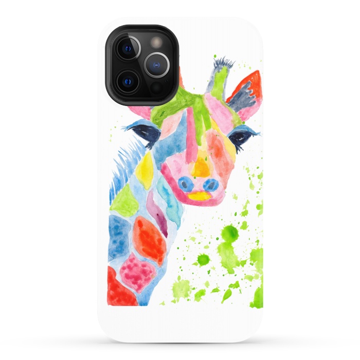 iPhone 12 Pro Max StrongFit Giraffe watercolor  by ArtKingdom7