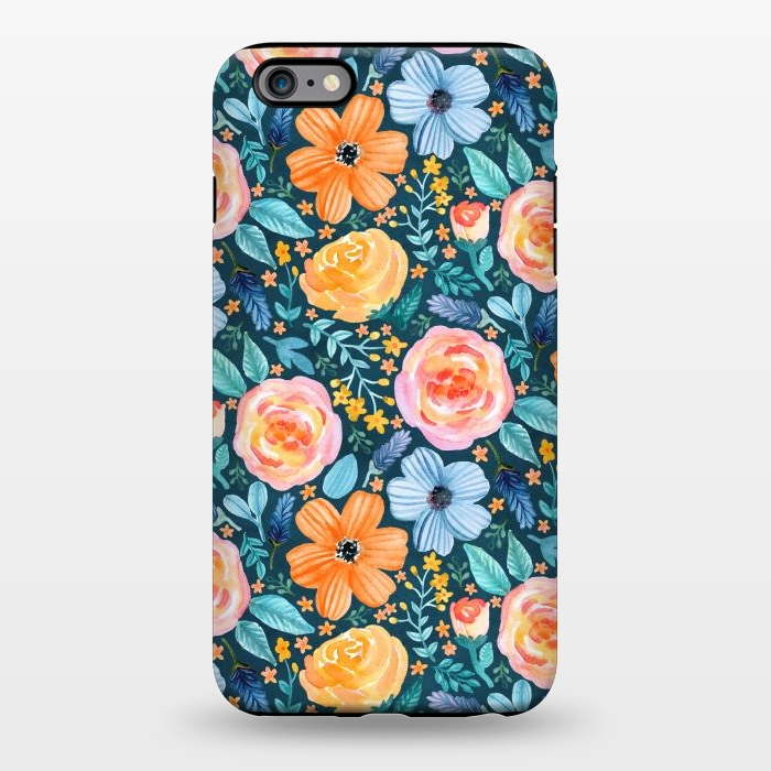 iPhone 6/6s plus StrongFit Bold Blooms on Dark Teal by Tangerine-Tane