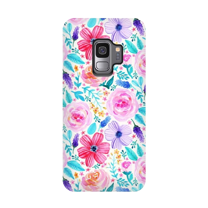 Galaxy S9 StrongFit Bold Blooms - Cool Colours by Tangerine-Tane