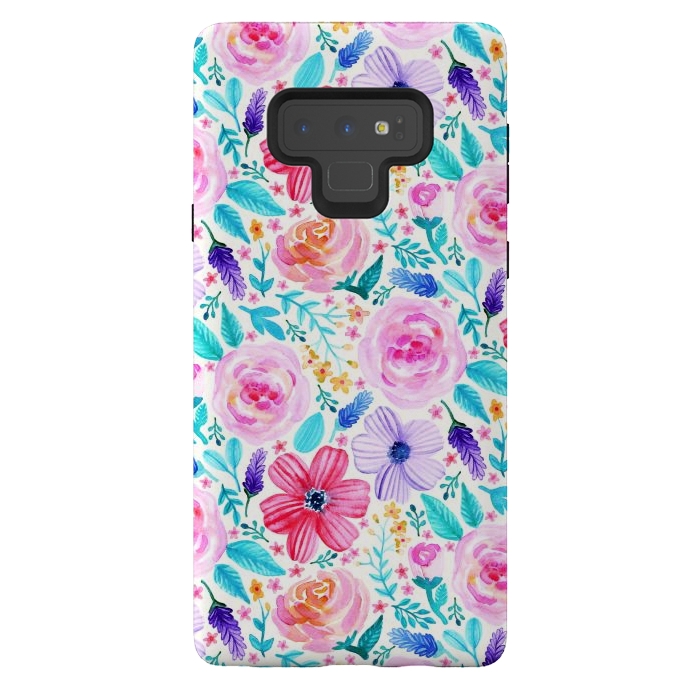 Galaxy Note 9 StrongFit Bold Blooms - Cool Colours by Tangerine-Tane