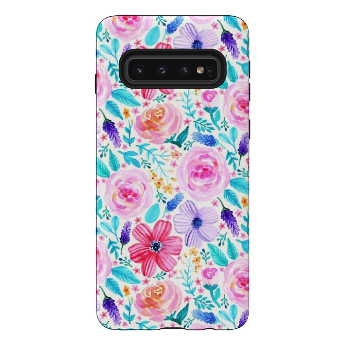 Galaxy S10 StrongFit Bold Blooms - Cool Colours by Tangerine-Tane