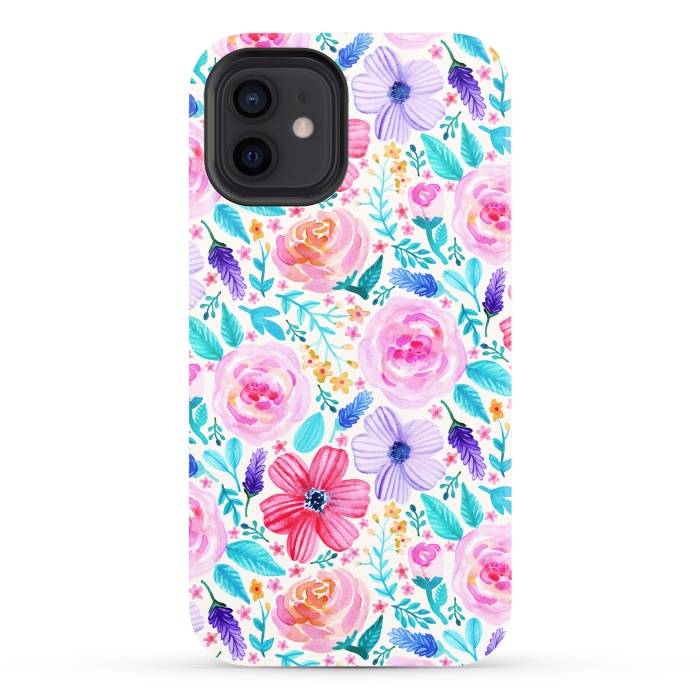 iPhone 12 StrongFit Bold Blooms - Cool Colours by Tangerine-Tane
