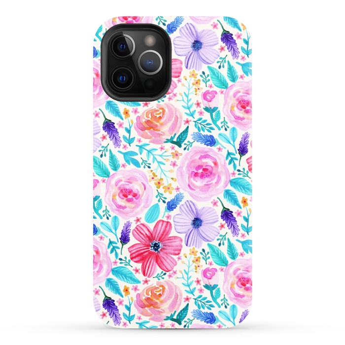 iPhone 12 Pro StrongFit Bold Blooms - Cool Colours by Tangerine-Tane