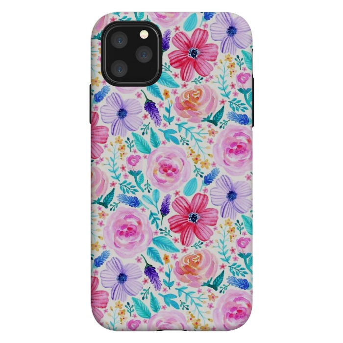 iPhone 11 Pro Max StrongFit Bold Blooms - Cool Colours by Tangerine-Tane