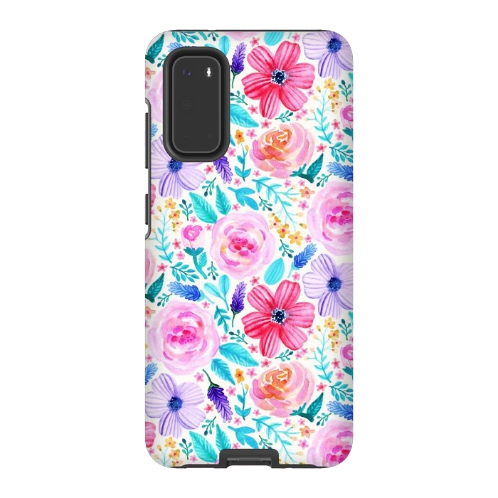 Galaxy S20 StrongFit Bold Blooms - Cool Colours by Tangerine-Tane