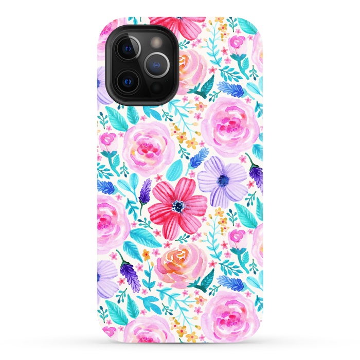 iPhone 12 Pro Max StrongFit Bold Blooms - Cool Colours by Tangerine-Tane