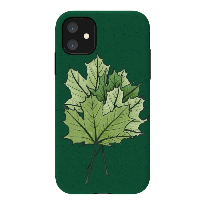 iPhone 11 StrongFit Green Maple Leaves In Spring by Boriana Giormova