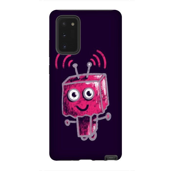 Galaxy Note 20 StrongFit Cute Pink Robot With Paper Bag Head Kids by Boriana Giormova