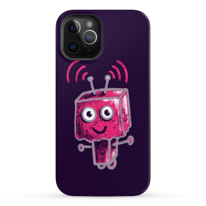 iPhone 12 Pro Max StrongFit Cute Pink Robot With Paper Bag Head Kids by Boriana Giormova