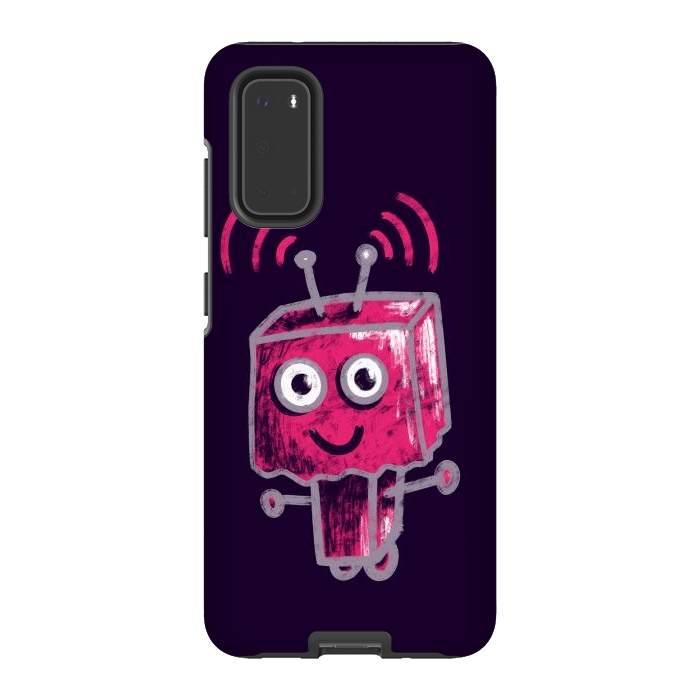 Galaxy S20 StrongFit Cute Pink Robot With Paper Bag Head Kids by Boriana Giormova