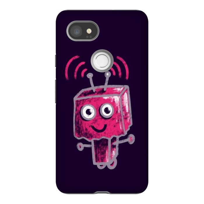 Pixel 2XL StrongFit Cute Pink Robot With Paper Bag Head Kids by Boriana Giormova